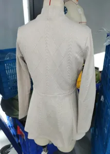 Getextureerde jas met lange mouwen en gebreide trui voor dames casual dagelijkse mode