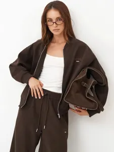 Women Autumn Winter Casual Tracksuit Zip Up Jacket Sweatpants Set Fleece Casual Outfit