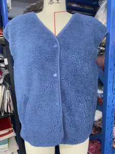 Women winter fleece vest sleeveless V-neck sherpa waistcoat casual outerwear top comfy