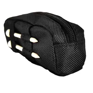Portable black golf storage pouch with zipper and tee holders for outdoor sports accessories