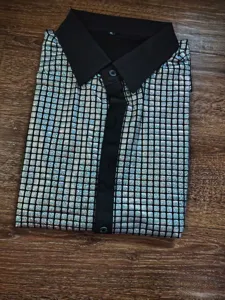 Chemise homme manches longues disco sequin rétro fête boutonné brillant costume scène