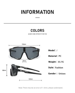 Professional cycling sunglasses with PC frame, lightweight outdoor sports eyewear.
