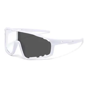 White frame sports cycling sunglasses with photochromic lens for outdoor sports and cycling.