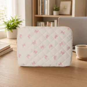 Süße Gesteppte Laptoptasche Gepolsterte Computertasche Mit Blumen Schleife Motiv Stoßfeste Tablet Tasche Für Damen Büro