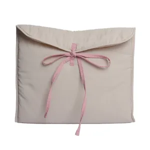 Quilted laptop sleeve with pink bow tie ribbon ballet style waterproof 14 inch tablet pouch