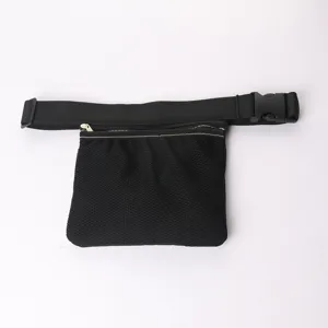 Black mesh sports waist bag, portable tennis and pickleball storage fanny pack for training.