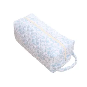 Floral quilted travel cosmetic bag portable hair dryer storage organizer with zipper handle