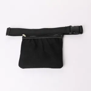 Black mesh waist bag for tennis pickleball golf sports training, portable storage fanny pack