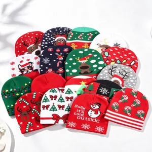 Christmas knitted beanie hat festive winter warm thick skull cap for holiday party outdoor daily