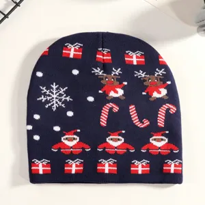 Christmas knit beanie winter warm hat holiday party cute reindeer snowflake hat soft cozy cap