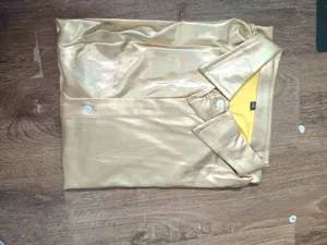 Chemise à manches courtes métallique dorée pour hommes costume de fête disco rétro