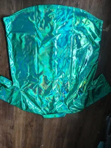 Homme chemise brillante métallique disco manches courtes vert vif costume de scène fête haut
