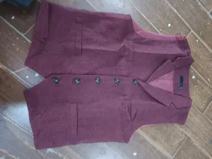 Men's Burgundy Herringbone Suit Vest Business Casual Single Breasted Lapel Waistcoat