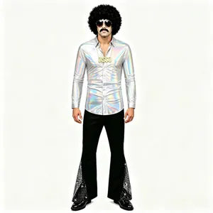 Costume disco homme ensemble rétro années 70 chemise manches longues pantalon patte d'eph