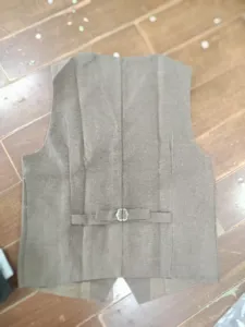 Men vintage herringbone suit vest business casual formal waistcoat back strap detail