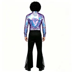 Ensemble de costume de performance disco rétro pour homme chemise brillante pantalon
