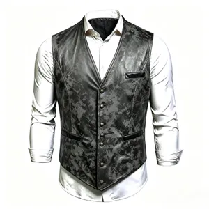 Gilet Vintage con Scollo a V Monopetto da Uomo Casual Vestibilità Slim Gilet da Abito da Lavoro Giacca Retro