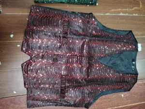 Men sparkly sequin vest waistcoat for stage performance party clubwear stylish black and red top