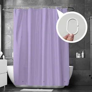 Cortina de ducha morada impermeable antimoho cortina divisoria de baño gruesa con anillos