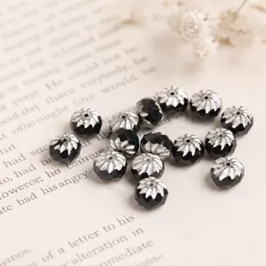 Faceted glass abacus beads 5x8mm black silver wheel beads for DIY handmade jewelry making.