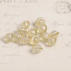 Abalorios de cristal checo forma Saturno 8x10mm amarillo transparente para hacer joyas de bricolaje