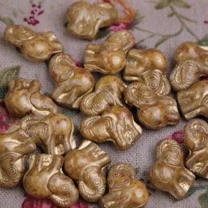 Czech glass gold-plated elephant beads loose beads DIY handmade jewelry making materials 20mm