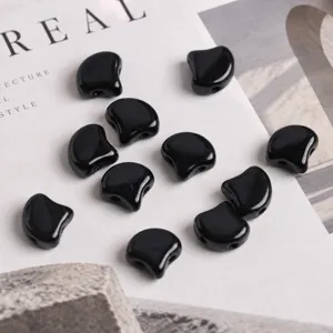Black dual-hole ginkgo glass beads 7.5mm DIY handmade bracelet necklace jewelry making components