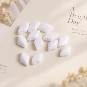 White two-hole diamond glass beads for DIY handmade bracelets, necklaces and craft jewelry making.