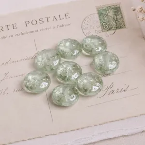 Perline di vetro verde cabochon rotondi piatti per creazione di gioielli fai da te 14mm.