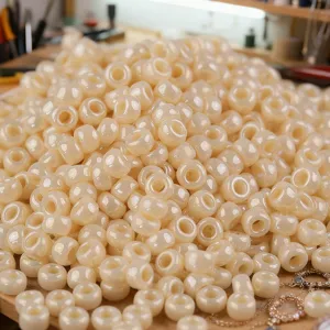 Pearl color round seed beads bulk for DIY jewelry making accessories and crafts supplies.