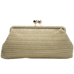 Gewebte Stroh Clutch Tasche fur Damen elegante Abendhandtasche Sommer Strand Tasche