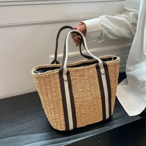 Sommer Stroh gewebte Tote Tasche große Kapazität handgemachte lässige Handtasche für Damen