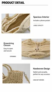 Handgefertigte gewebte Stroh Umhängetasche modische Sommer Strand Handtasche für Damen.