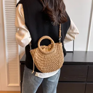 Geflochtene Stroh Umhängetasche Strandtasche Handtasche Sommer Freizeit Damen Tasche
