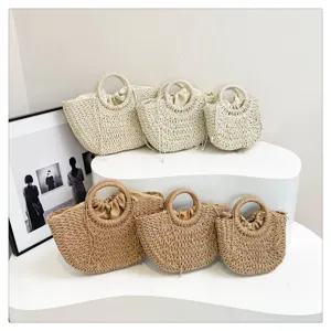 Sommer Strohgewebte Handtasche große Kapazität Tote Tasche lässige Strand Korbtasche Damen.
