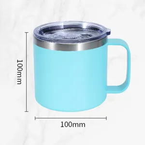 Stainless steel vacuum coffee mug with handle portable mini insulated cup light blue 100mm