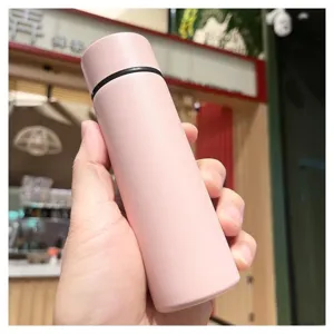 Botella de agua de bolsillo aislada rosa de acero inoxidable mate pequeña taza térmica portátil