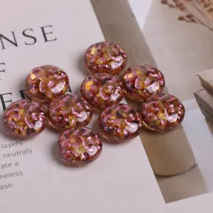 Perle di vetro ceche 14mm motivo anacardio goffrato perle piatte rotonde per gioielli fai da te.