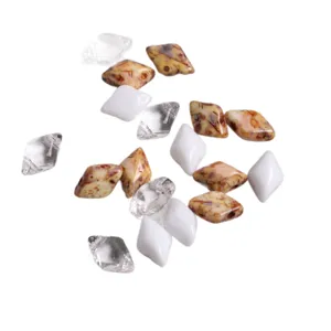 Czech imported double-hole rhombus glass beads 8x5mm assorted colors for DIY jewelry making.