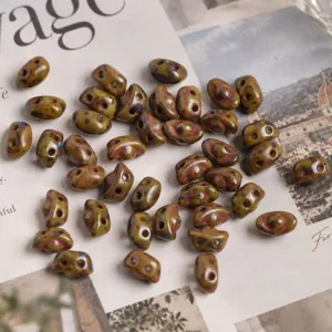 Czech glass two-hole ingot beads 3x7mm DIY loose beads for handmade jewelry making crafts.