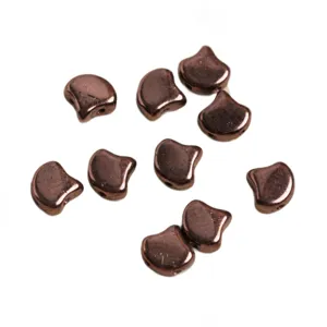 Czech glass ginkgo beads 7.5x7.5mm dual-hole metallic bronze DIY bracelet necklace crafting materials