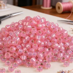 Perline di vetro rosa 2mm accessori per creazione di gioielli fai da te vista principale