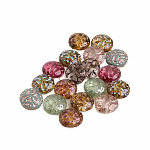 Perline di vetro ceco 14mm rilievo motivo anacardo perline tamburo piatto creazione gioielli
