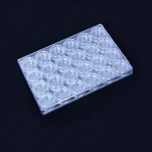Boîte de rangement transparente en plastique avec 24 petits pots ronds pour perles DIY.
