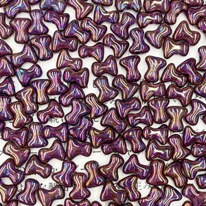 Czech glass beads T-shaped bone purple iridescent DIY jewelry making accessories 2x8mm