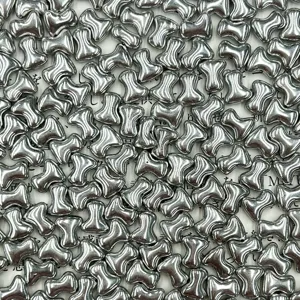 Metallic silver T-shaped bone glass beads 2x8mm, loose DIY spacer beads for jewelry making.