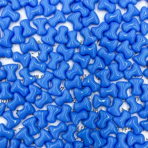 Blue Czech glass beads T-shape bone 2x8mm handmade DIY jewelry accessories detail view