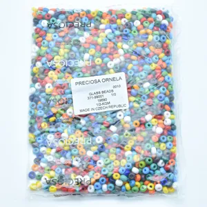 Multi-color glass seed beads mix, bulk pack of colorful craft beads for DIY jewelry making.