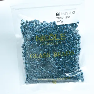 Miyuki glass seed beads detail, TR5/0 triangle bead 100g pack, blue DIY jewelry making.