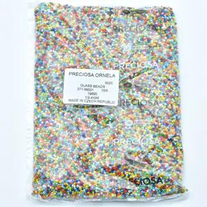 Colorful Czech glass seed beads multi-color mix Preciosa size 10/0 detail display
